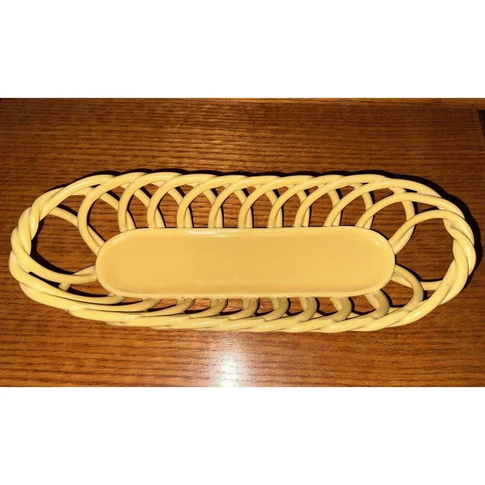 Eucalyptus Stoneware Open Weave Bread Basket 15 1/2